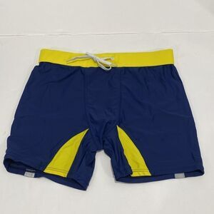Super Body Men's Swim Trunks Blue With Yellow Trim Size XL